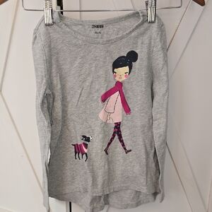 Chaser Kids Gray Long Sleeve Shirt with Girl and Dog Graphic